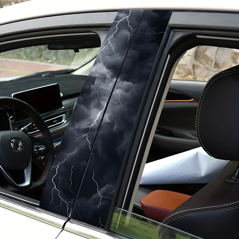 2 gray lightning car sticker prints, scratch resistant, waterproof and sunscreen stickers, suitable for the B-pillar of the car