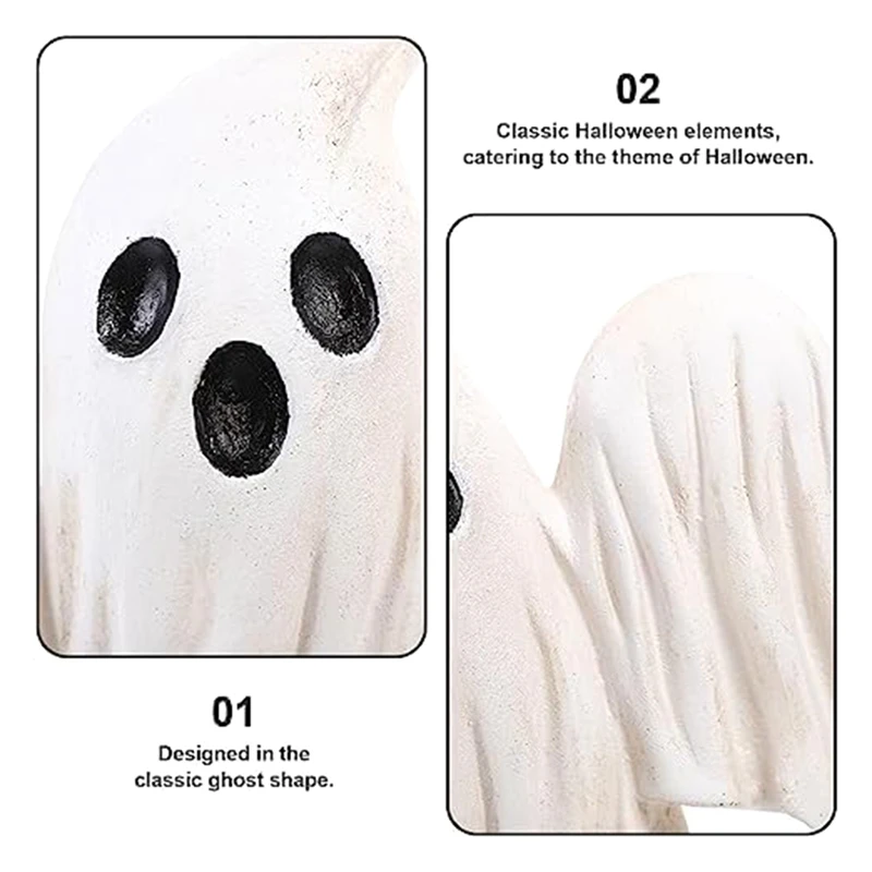 Imagem -02 - Resina Fantasma Figurinhas para Halloween Decoração Estátua Rústica Novidade Branco a