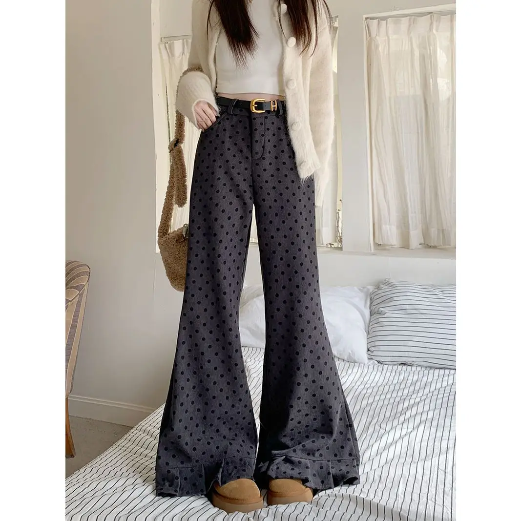 

2025 Spring Casual Pants for Women High Waist Wide Leg Pants Drop Feel Pants