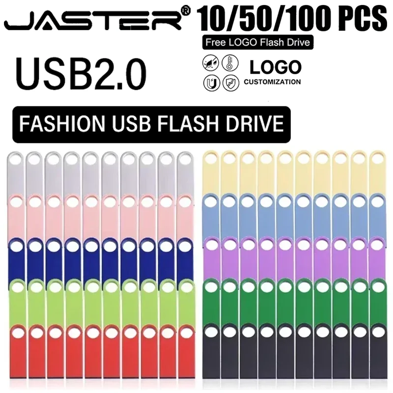 10/50/100PCS USB 2.0 Flash Drives 128GB 64GB Pendrive Free Custom Logo Memory Stick 32GB 16GB 8GB Wedding Gift U Disk for Laptop