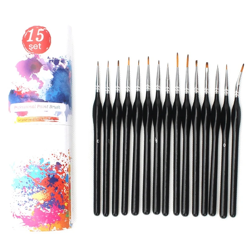 15 Fine-Pointed Detail Brushes Nail Art Brush Set Suitable For Scale Model Painting And Line Drawing