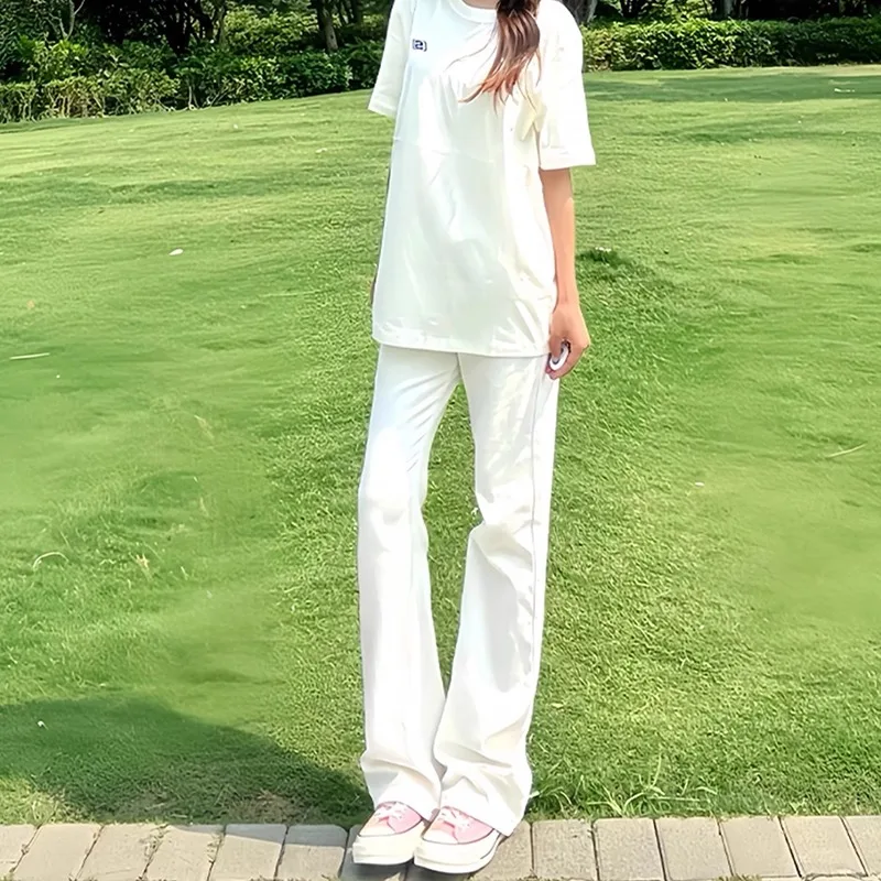 

Белые расклешенные джинсы с высокой талией, женские тонкие летние эластичные утягивающие драпированные джинсы длиной до пола