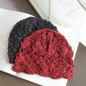 春と夏の女性のための手作りのかぎ針編みのかぎ針編みの編みパイルキャップ、ボヘミアンエスニックスタイル、ニッチなデザイン、くぼみのつま先キャップ 10ベストセールスクロシュビーニー-10