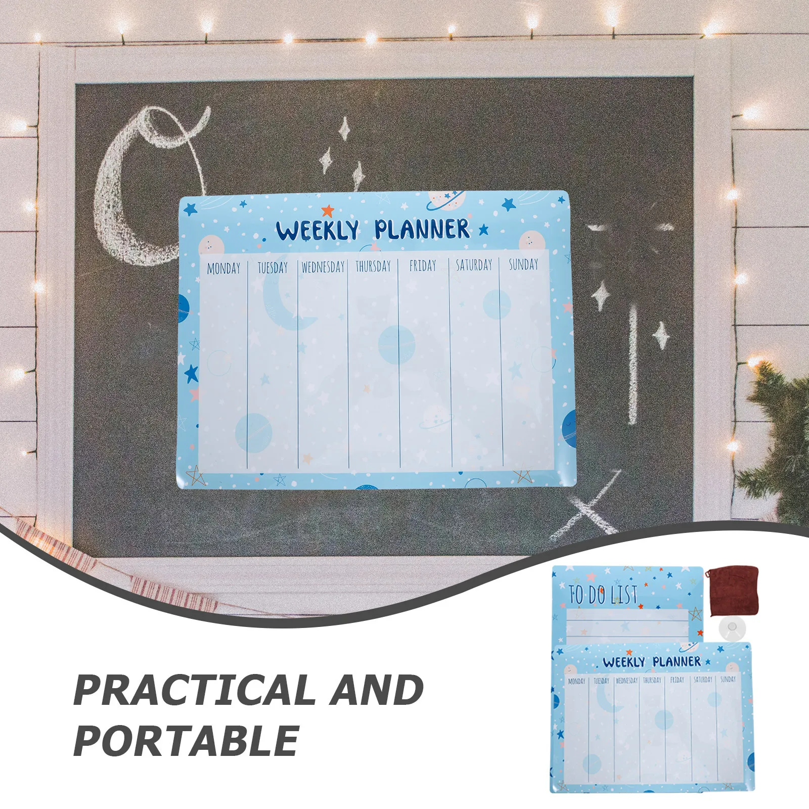 مجموعة واحدة من لوحة مخططة مغناطيسية، جدول أسبوعي، سبورة بيضاء للثلاجة، سطح أملس، ثلاجة بلاستيكية قابلة لإعادة الاستخدام، لوحة مسح جاف