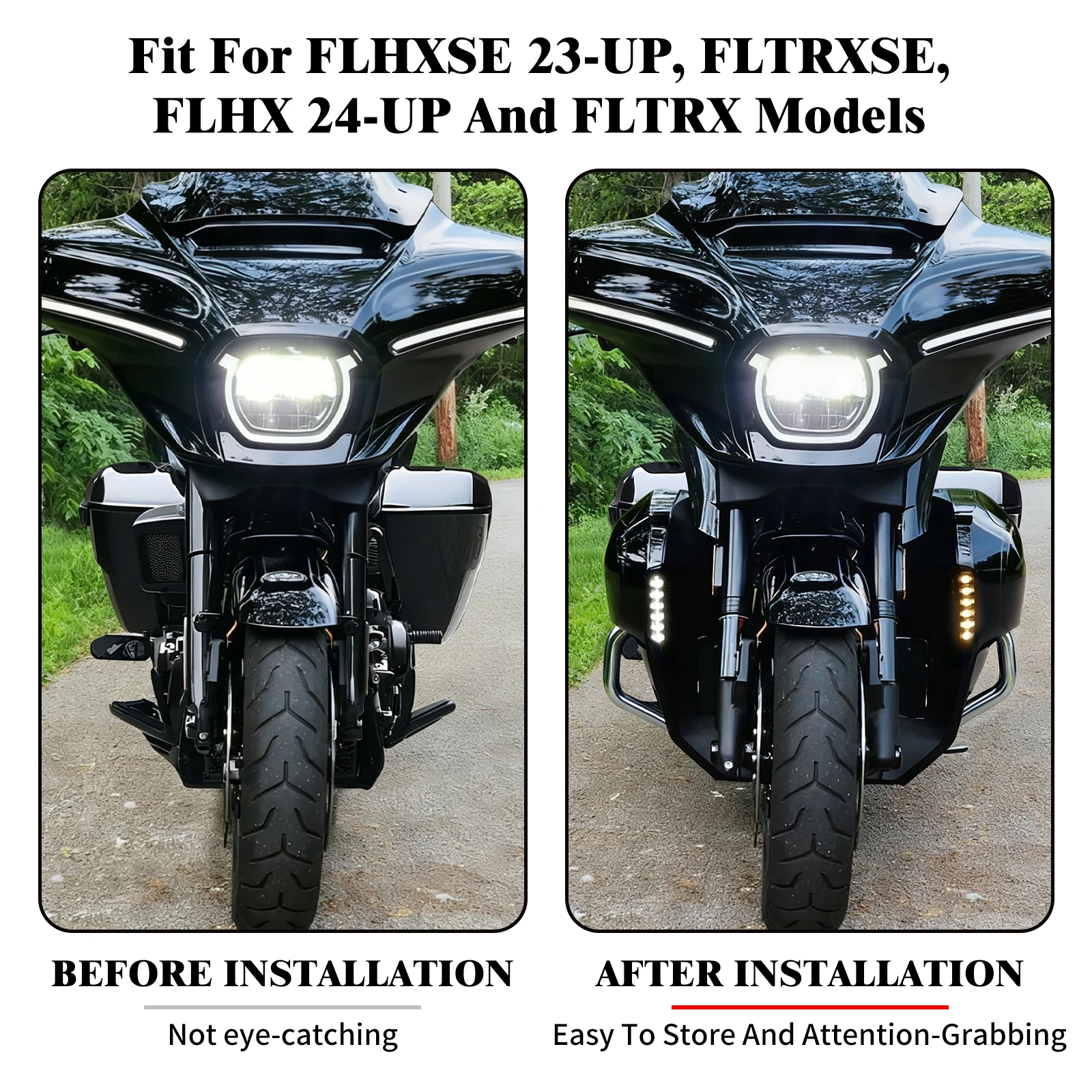 Motorcycle Fairing Lowers Engine Guard Frame Support Set For Harley Touring Road Street Glide 2023-Up Extended Chin Spoiler Kit