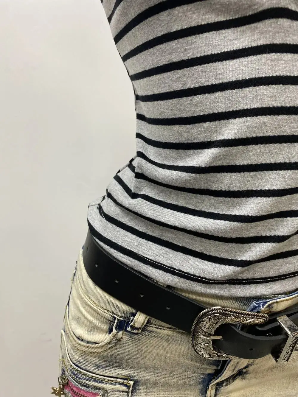 Y2k スウィートガールストライプ Tシャツ 2000 年代スリム原宿韓国ゴスストリートヴィンテージ Tシャツ半袖女性シックなパンク O ネック夏