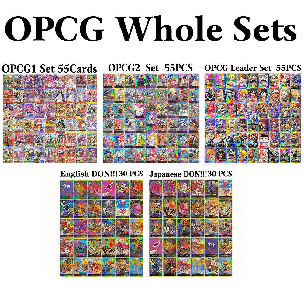 

Anime One Piece Whole Sets OPCG1/2/Leader Proxy Leader Character GOLD DON!! Cards Foil English Refraction Flash Collection Cards
