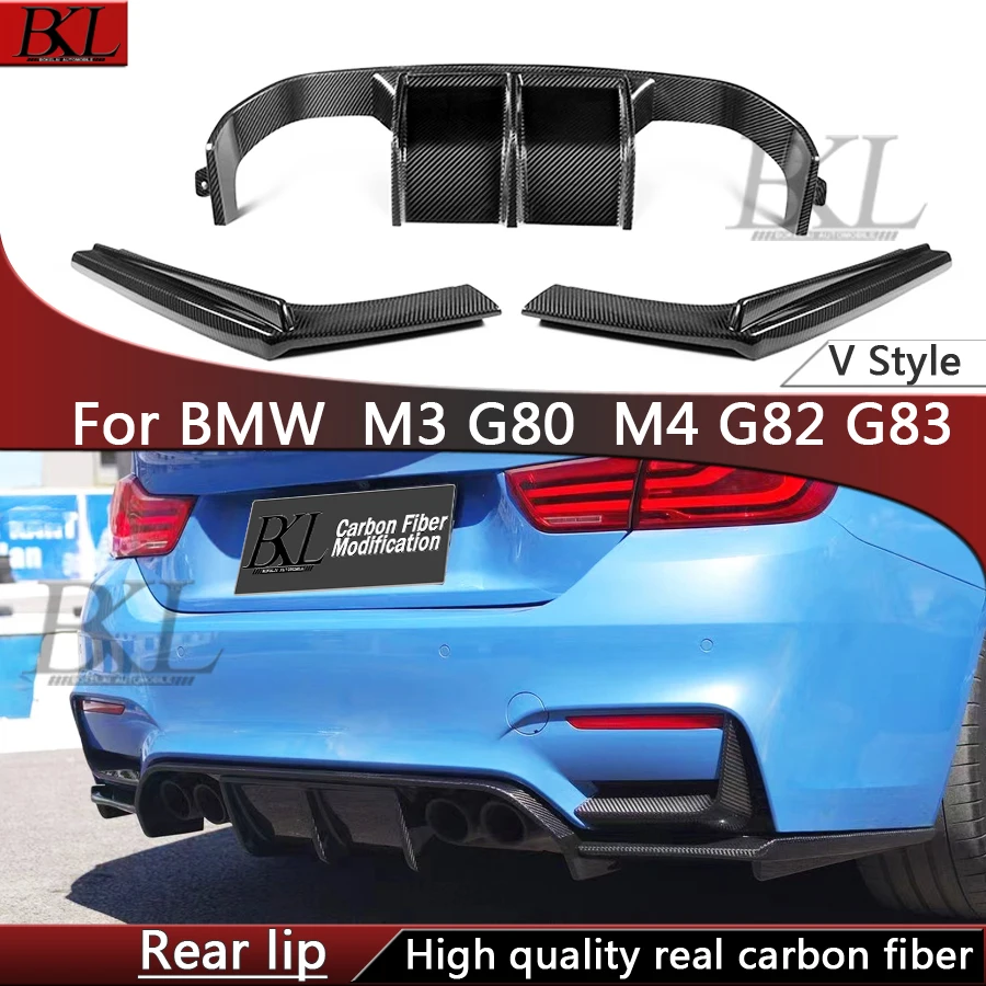 

For BMW 2014-2020 M3 F80 M4 F82 F83 V Style Carbon Fiber/FRP Car Rear Bumper Diffuser Rear Splitters Spoiler Back lip body kit