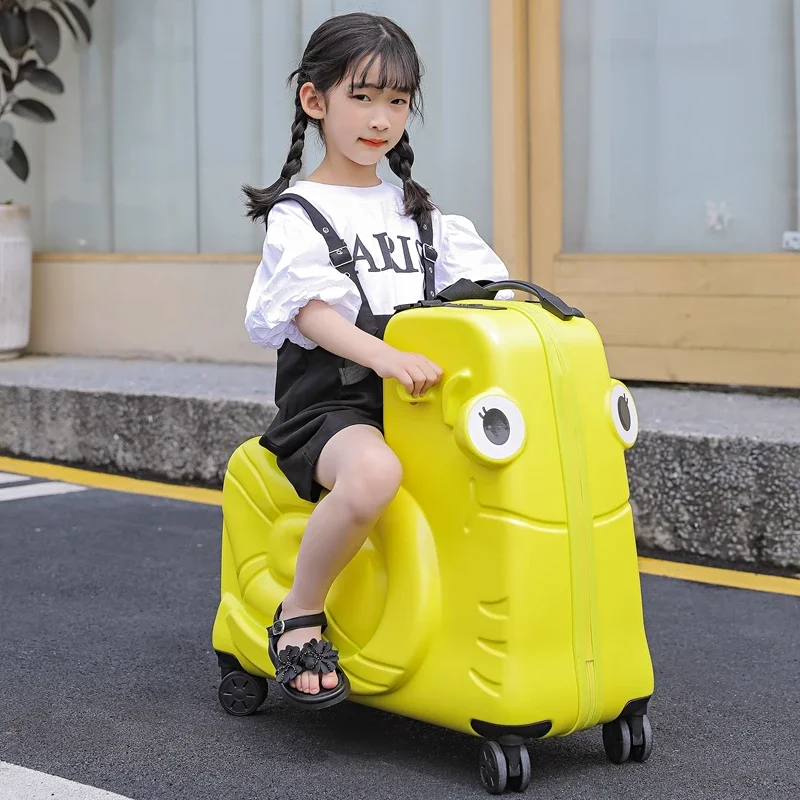 

Children's Suitcase Sit and Ride Trolley Case Luggage 20/24 Inch Cartoon Travel Suitcase Kids Gift Travel Boarding Box