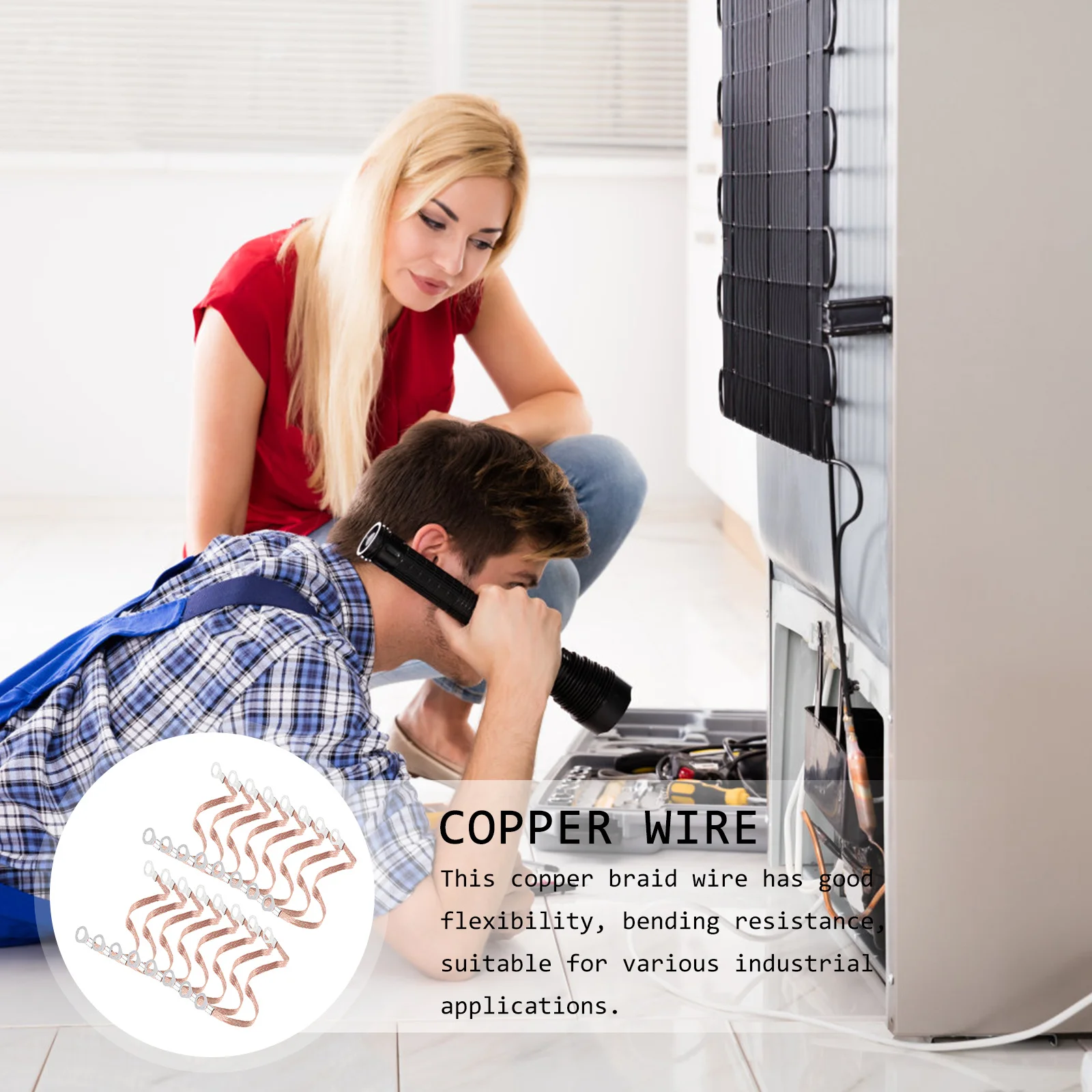 100 قطعة سلك التأريض المضفر النحاسي سلك الرصاص الأرضي المرن للإلكترونيات الصناعية معدات الجهد العالي كابل التدريع #6