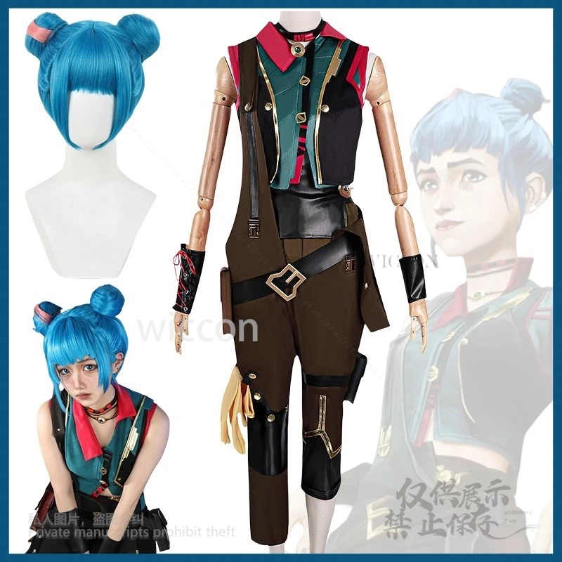 

Anime Game LOL Arcane：League of Cosplay Legends Jinx Costume Powder‌ Suits Clothing Wig For Woman Cosplay Halloween Customized