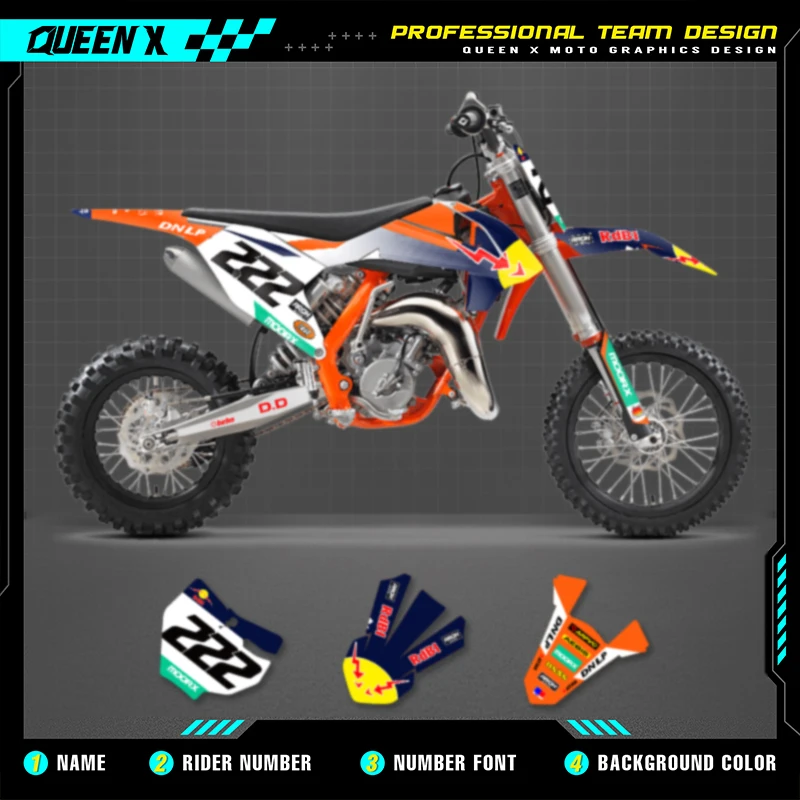 Queen X MOTOR Motorcycle Graphics Decal Stickers Kit Number Name Cusotm For KTM SX65 SX 65 2016 2017 2018 2019 2020-2023