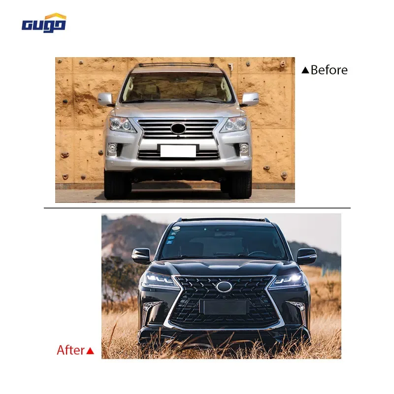 

GUGO Upgrade 2008-2015 LX570 Bodykit to 2021 LX570 Model New Front & Rear ABS Bumper with Tow Hook Plastic Body Kit for Cars