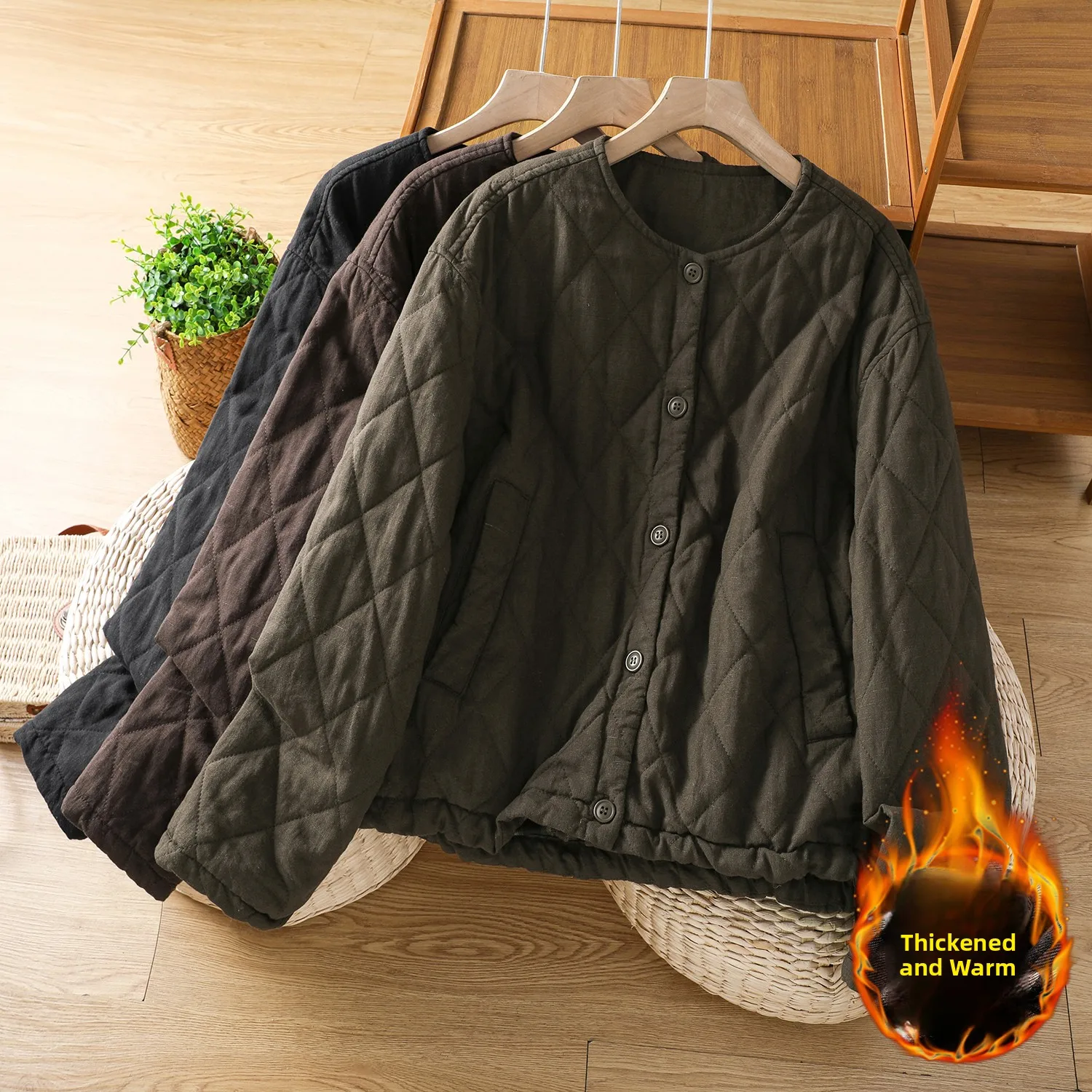 

Winter New Retro Lightweight Cotton Padded Warmth Outerwear Pure Cotton Flannel Thermo-insulation Top Coat