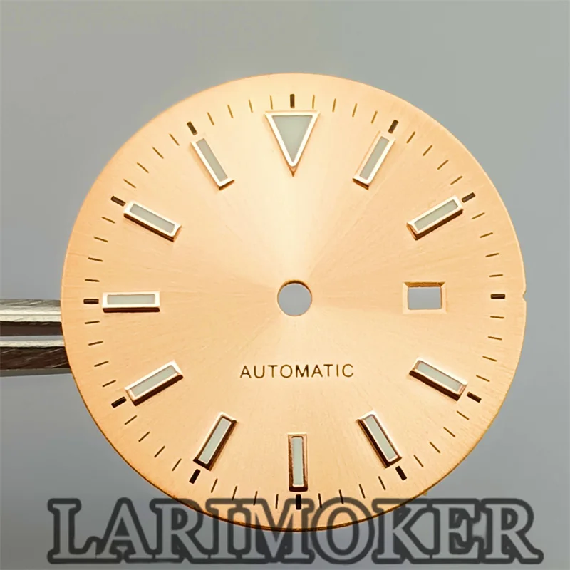 قرص ساعة LARIMOKER بشريط أخضر مضيء ، h05 ، حركة NH06 ، رقم روماني ، بدون انفجار شمس مضيء ، مؤشر nay