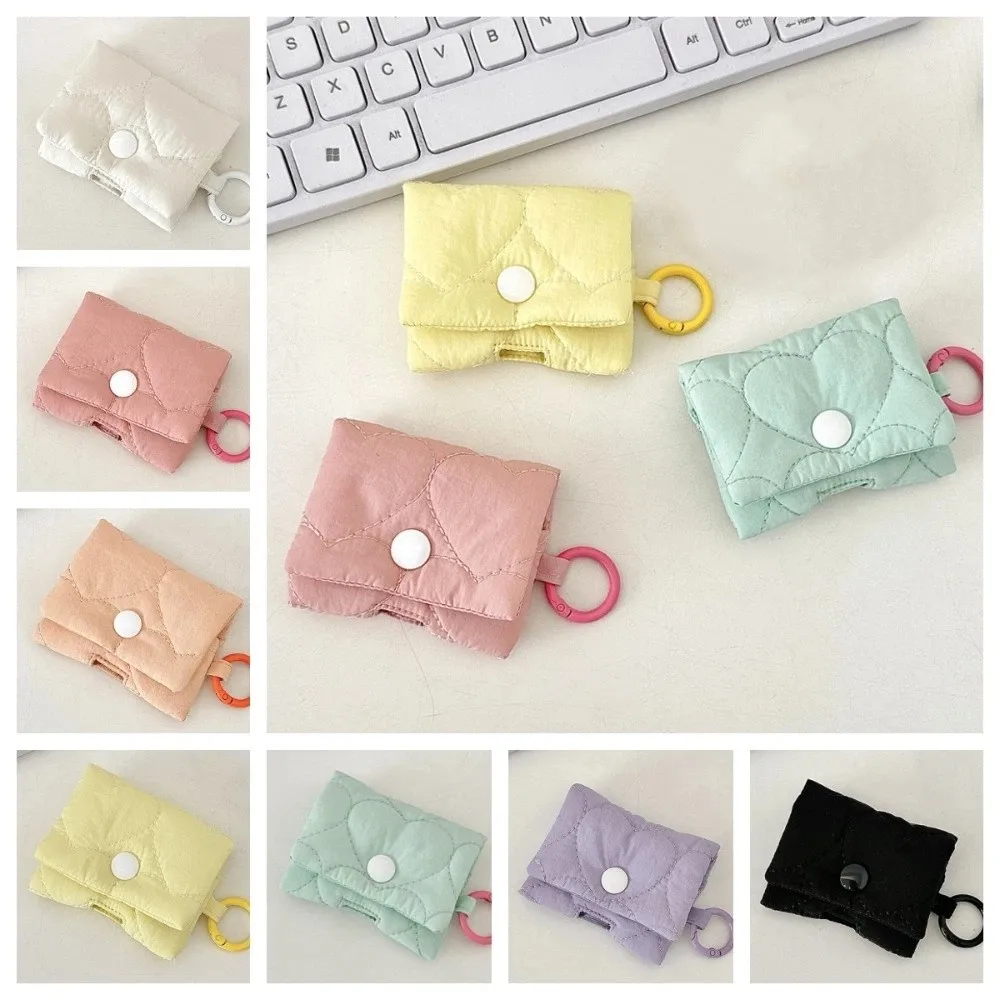 Cute Balletcore Heart Earphone Bag Soft Korean Style Headphone Storage Bag Candy Color Bluetooth Headset Earphone Case Kids
