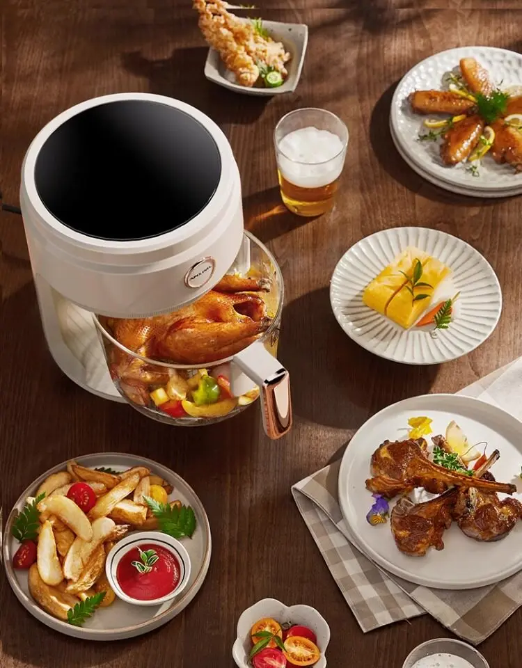 Glass  Fryer Household Multifunctional 4L Visible Air Electric Fryer,Large Capacity Oil-Free Healthy Cooking Kitchen Appliance