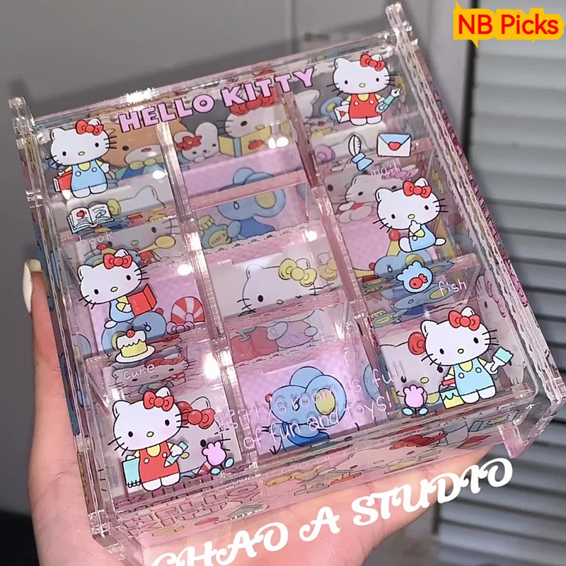 

Hello Kitty акриловая мини-шкатулка для драгоценностей настольная коробка для хранения материалов ручной работы коробка для хранения кольцо ожерелье органайзер коробка для хранения