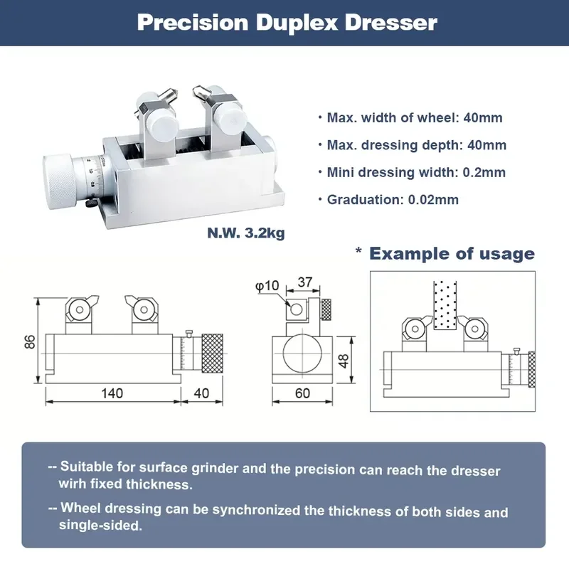 Double Sided Grinding Wheel Dressing Machine Precision Tool Precision Duplex Dresser for Abrasive Grinding Wheel