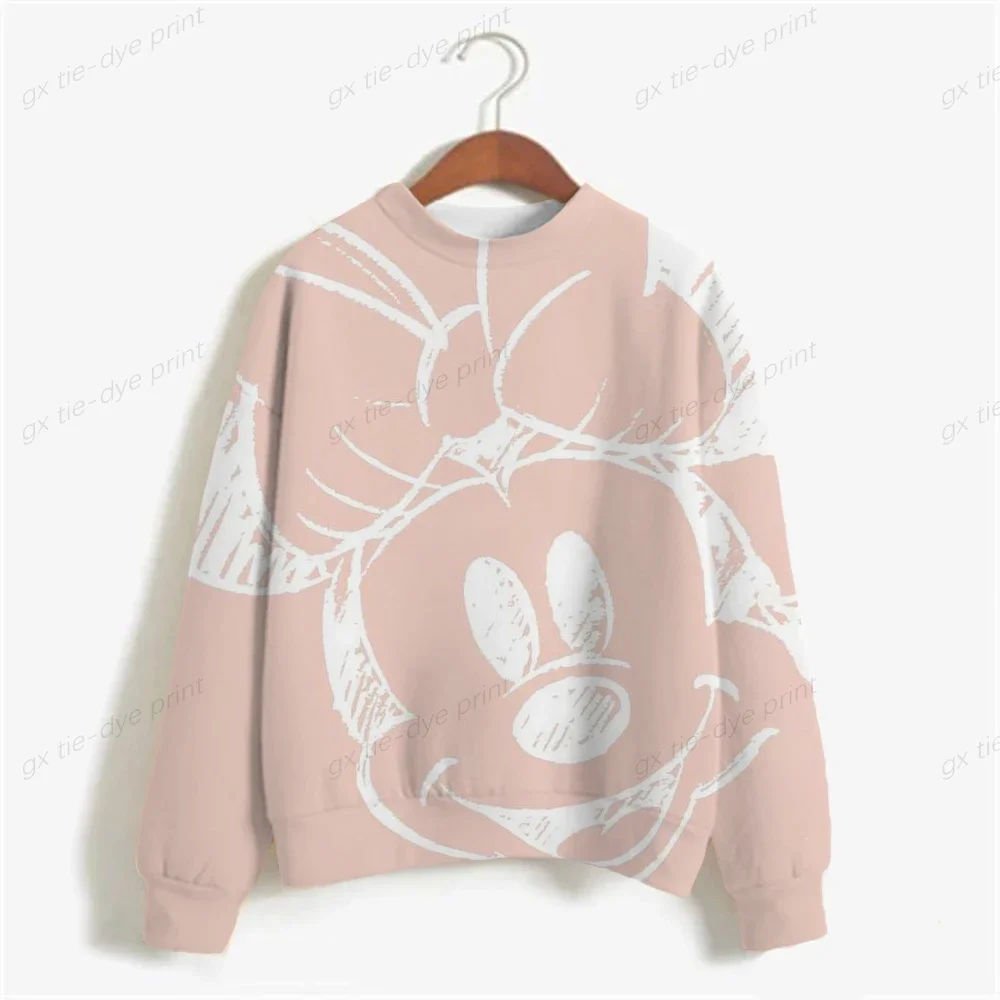 2024 Fall Ladies Hoodie Disney Minnie Mouse Print Women Loose Cartoon Ladies Harajuku Sweatshirt Ladies Korean Top