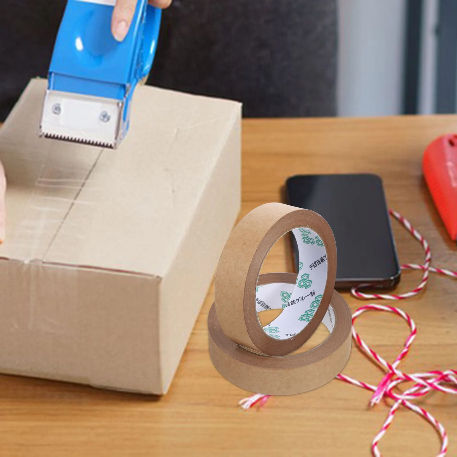 2 Rolls Writable Kraft Paper Packing Tape Heavy Duty Self Adhesive Sealing Tape for Boxes Packaging Shipping Mailing DIY view 3