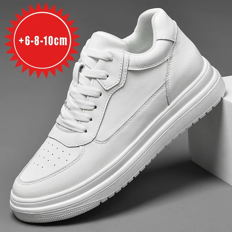 Genuine Leather Heighening Elevator Shoes Men Invisible Increasing Insole 6 8 10cm Sneakers Elevate Taller Lift Leather Shoes