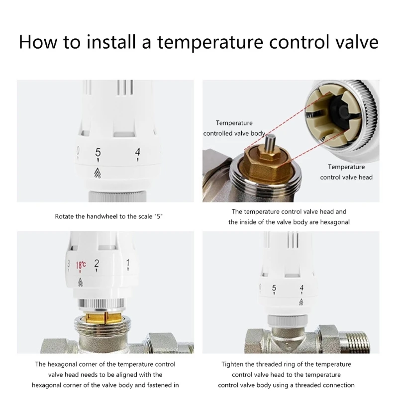 Adjustable Thermostatic Valves Vertical Automatic Thermostatic Control Valves Precise Heat Regulation Simple Installs