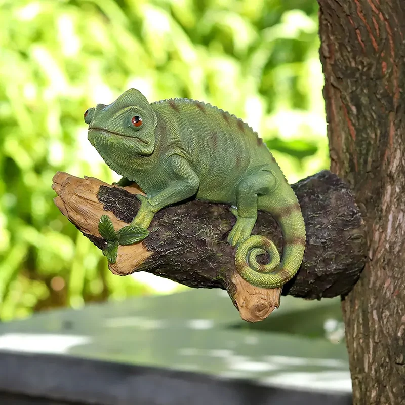 

Resin Chameleon Statue Wall Mounted Lizard DIY Outdoor Garden Tree Decoration Sculpture For Home Office Garden Decor Ornament