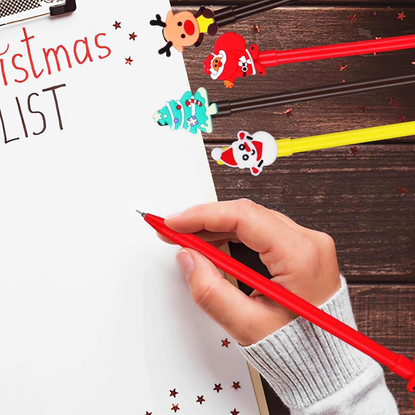 

24pcs Gel Pens Christmas Theme Kawaii Writing Tools For Office School Home Santa Claus Snowman Reindeer Design Novelty