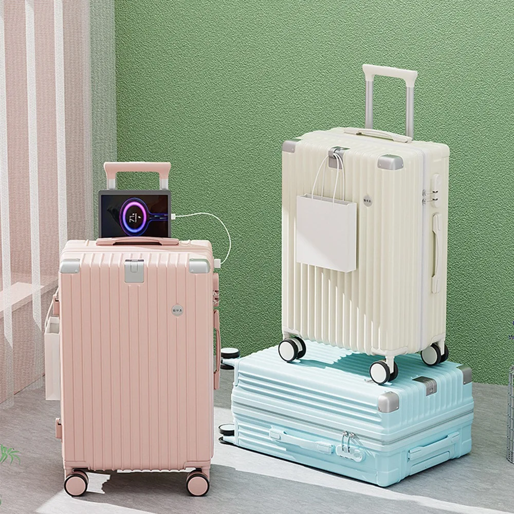 20 Inch Travel Suitcase Rolling Luggage Trolley Case Universal Wheel Carry-on Luggage with Cup holder Boarding Case