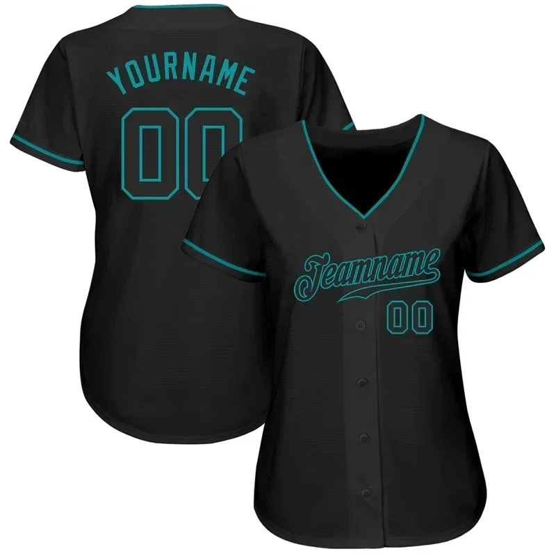 Camiseta de béisbol personalizada negra para hombres y mujeres, camisa con estampado 3D, camisas informales para equipo, camisetas Unisex de Hip Hop