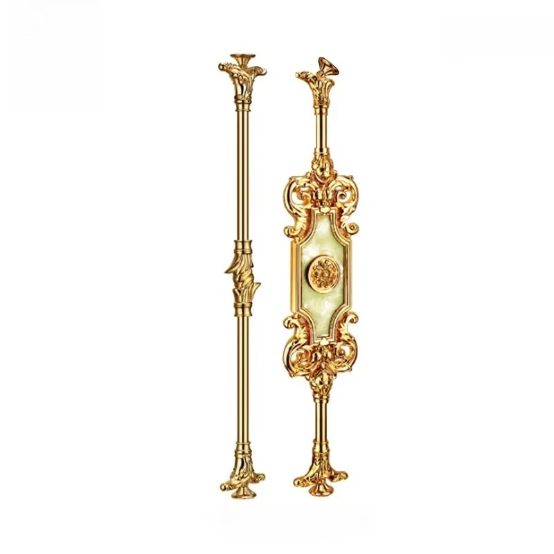 High-end luxurious design of yellow brass with jade inlay and golden decorative railings for the villa