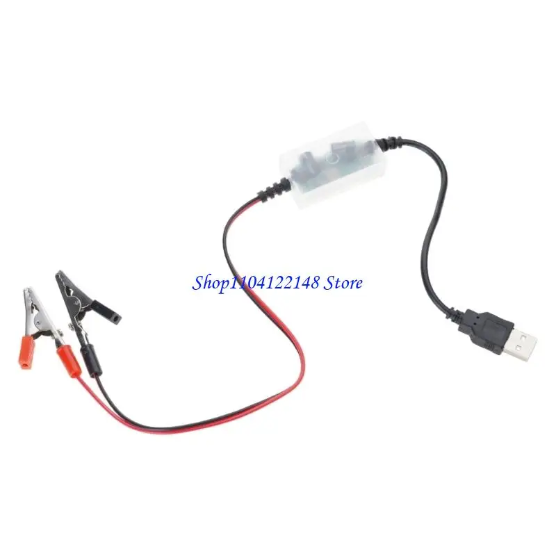 P9FA Portable USB 5V to 13.8V Clamp Charging Cable Plastic Texture Suitable for 12V Car Motorcycle Battery with LED Light