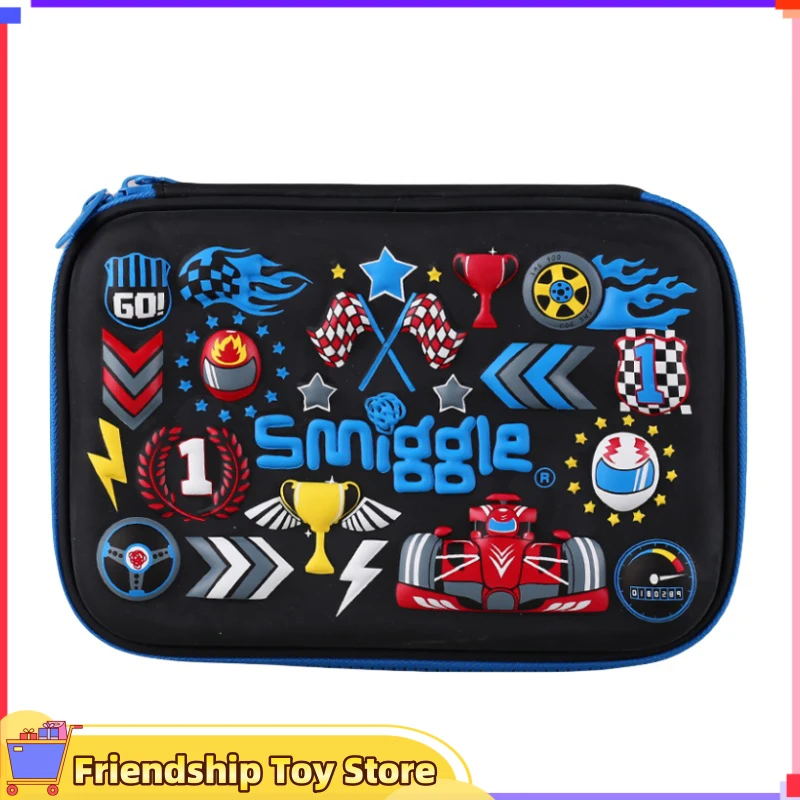 

Genuine Australia Smiggle Elementary School Pencil-Box Children Pencil Case Boy Black Racing Large Capacity Cartoon Pen Case