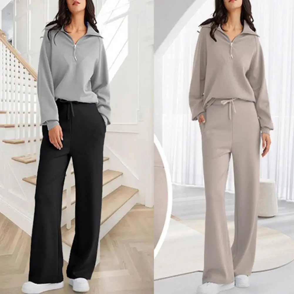 Women Casual Pants Lady Soft Trousers Comfortable Women's Wide Leg Yoga Sweatpants with Elastic Waist Pockets Soft for Casual