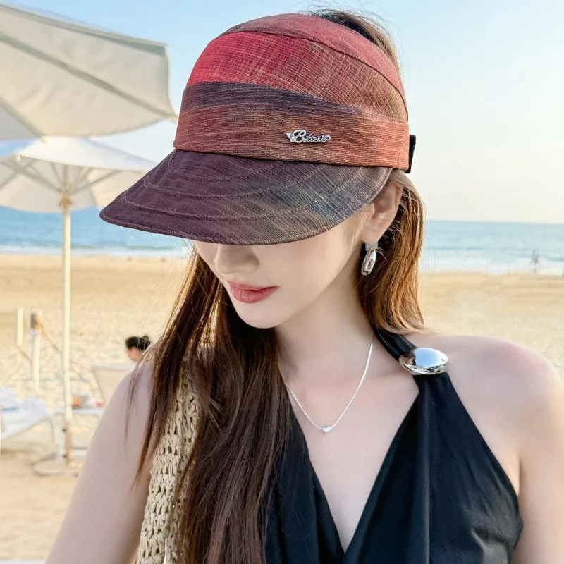 Women's outdoor cycling hat, open-top design, perfect for the beach, provides sun protection, and makes your face look smaller i