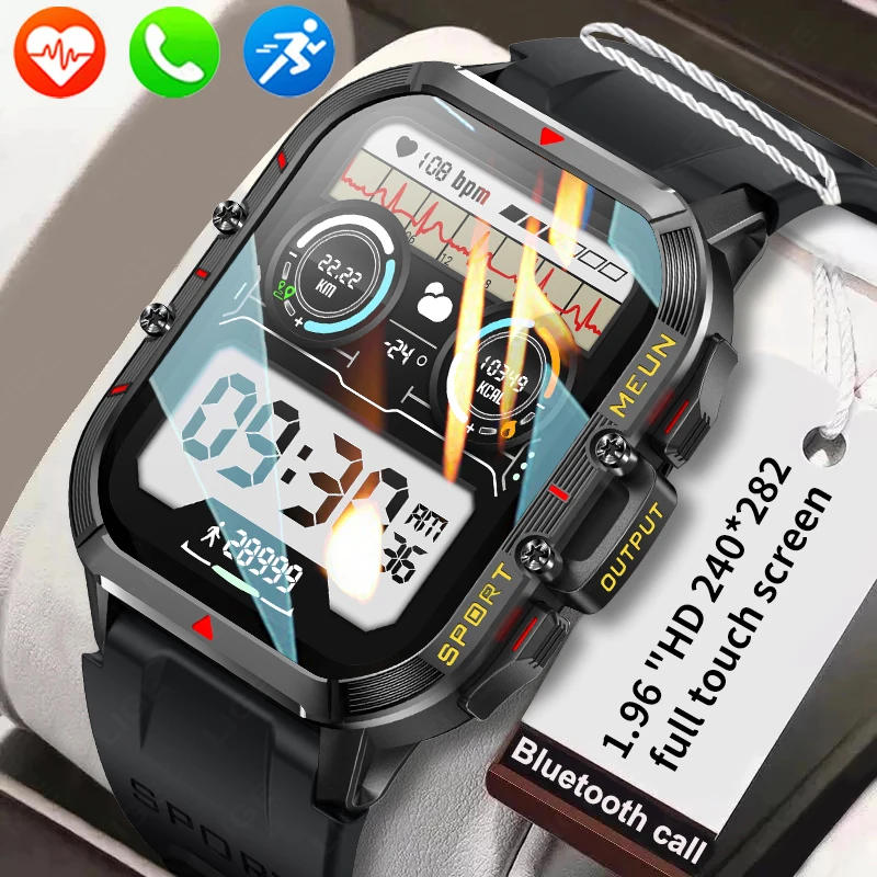 LIGE Ourdoor Sports Smart Watch Man Wrist Watches 1.96inch Bluetooth Call Health Monitoring Smartwatch Men For Xiaomi Huawei iOS