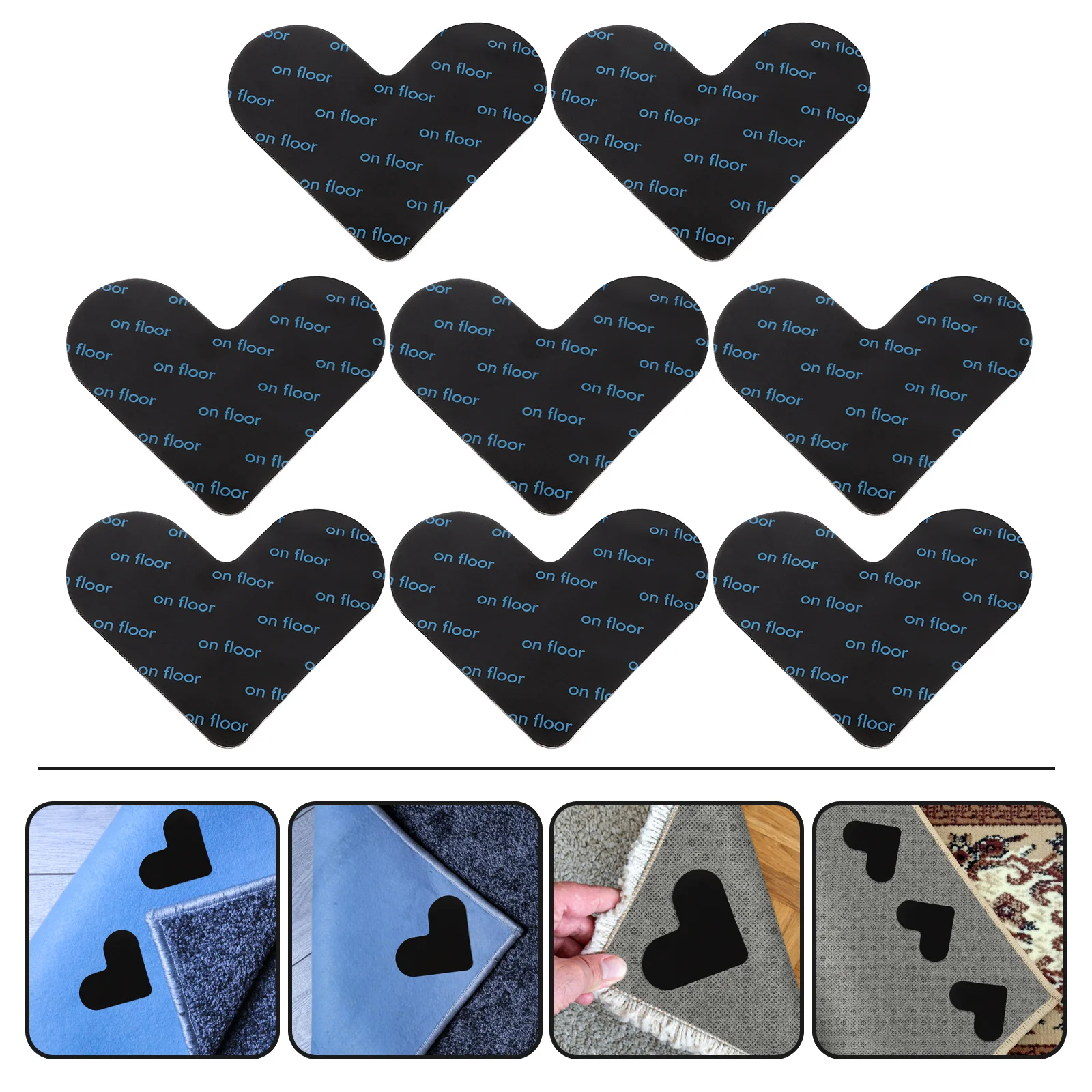 8 قطع من ملصقات السجاد المقاومة للانزلاق على شكل قلب ومضادة للتجعيد وشريط مزدوج الجوانب لسلامة الحمام والمطبخ المنزلي