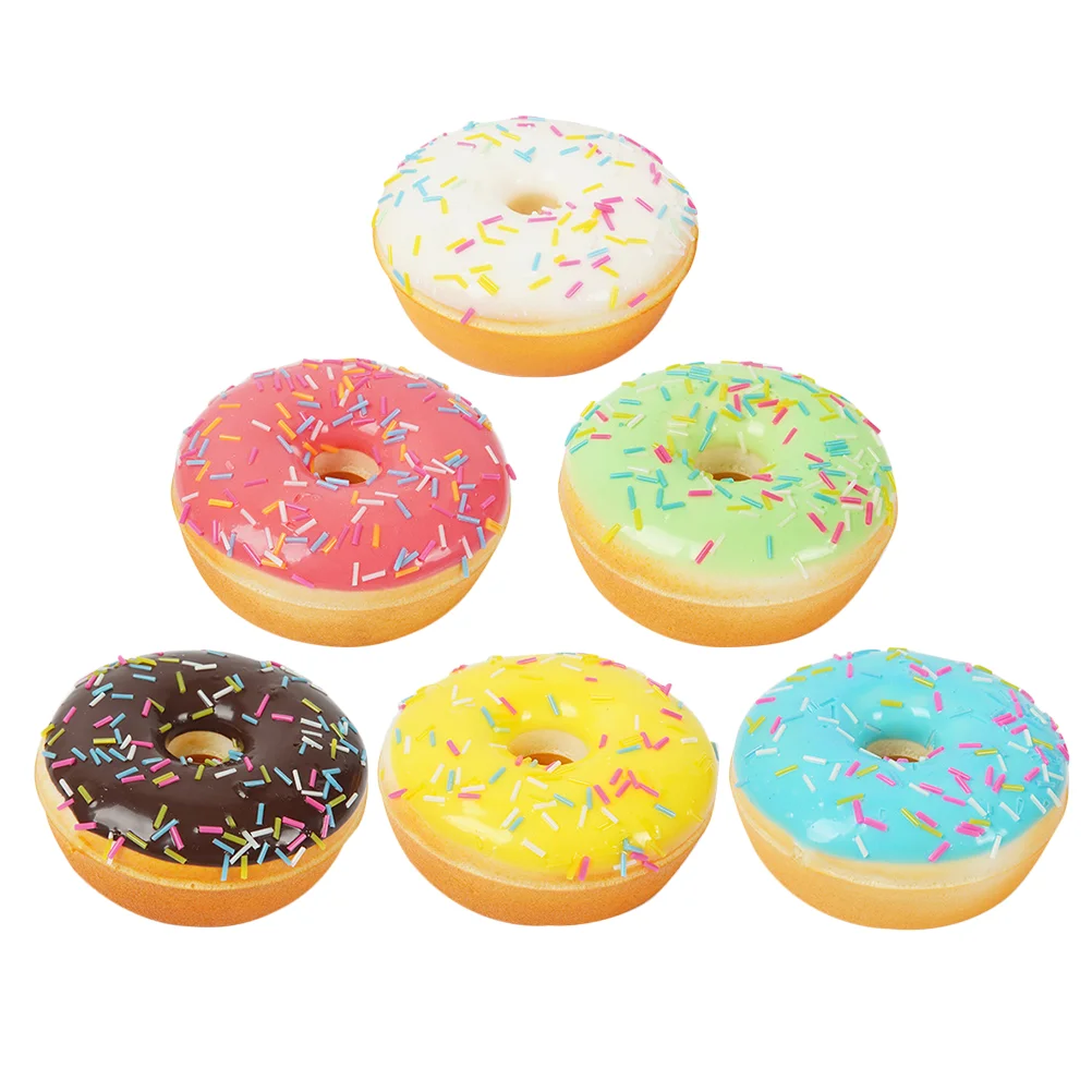 

6 Pcs Simulation Donut Lifelike Birthday Decoration for Girl Pastry Food Themed Pu Fake Cute Doughnut Baby Toy