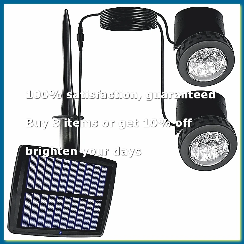 ●Solar Pond Spotlights, LED Solar Underwater Lights with Dual Head Waterproof Submarine Landscape Spotlight Lighting A