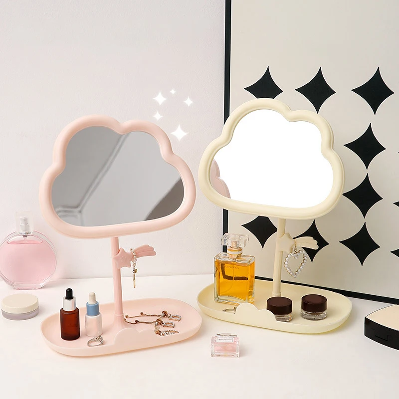 Cloud Shaped Mirror Decorative Mirrors Makeup Mirror Multifunctional Jewelry Storage Room Tabletop Mirror Home Decoration Girls