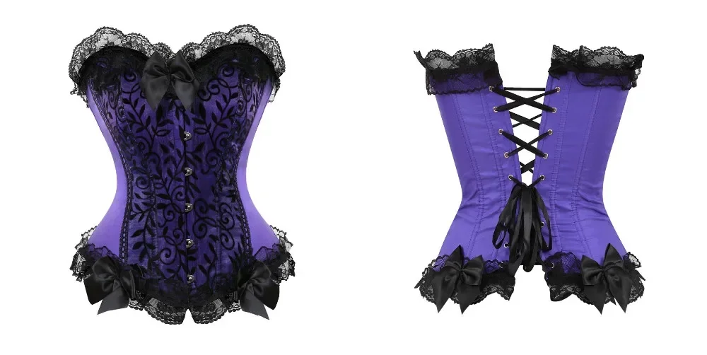 Fashion Corset Top Women Bustier Overbust Sexy Lace-up Floral Vintage Victorian Bustiers image 6