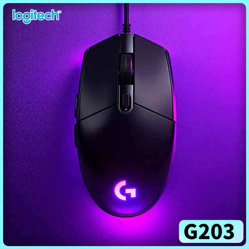 Logitech G203 Gaming Mouse 8000 DPI RGB Lighting Sync 6 Keys 85g Lightweight 2-Year Warranty Windows Mac Sharp Fit