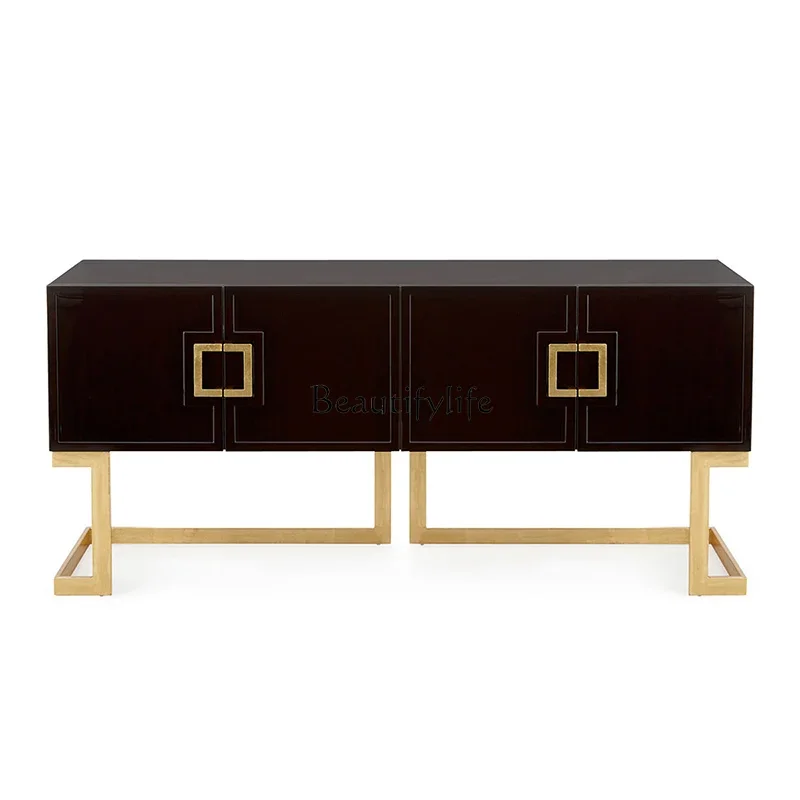LXModern American light luxury bedroom piano paint TV cabinet stainless steel electroplated light luxury chest cabinetSSS