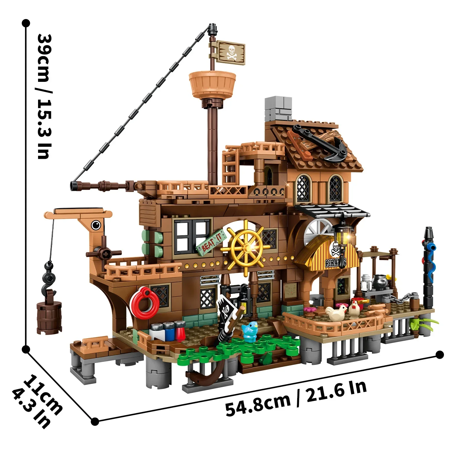 Ideas Piratenschiff-Modellbausteine-Set, Halloween- und Weihnachtsgeschenke, Kinderspielzeug, kompatibel mit Lego-Teilen, 573 Stück – Detail 6