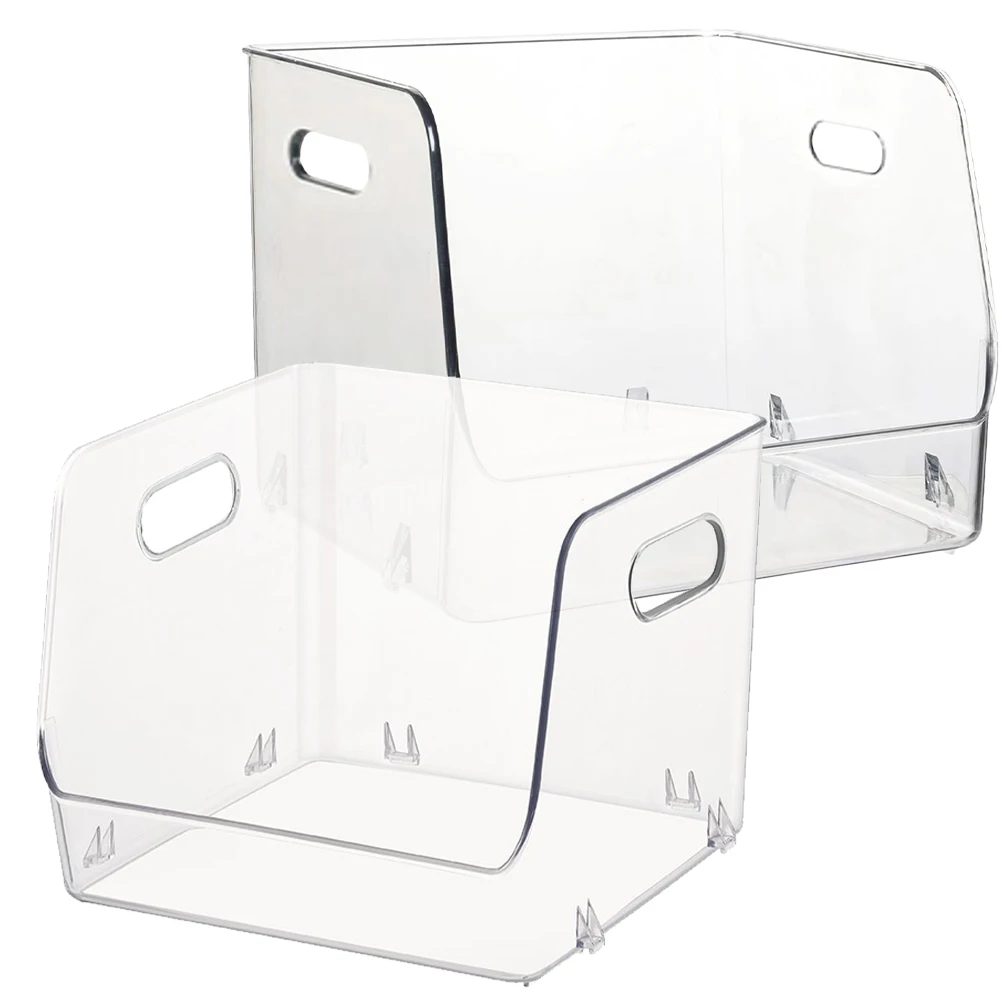 

2Pcs Transparent Stackable Desktop Organizer Box Clear Pet Storage Container Sundries Holder Makeup Storage Case