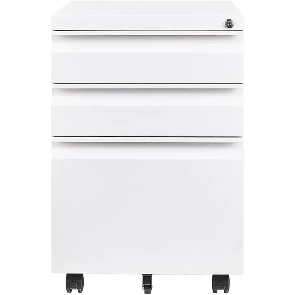 

3 Drawers Filing Cabinets, Mobile File Metal Cabinet Under Desk Drawers on Casters Rolling Office Cabinet for Home Office Furni