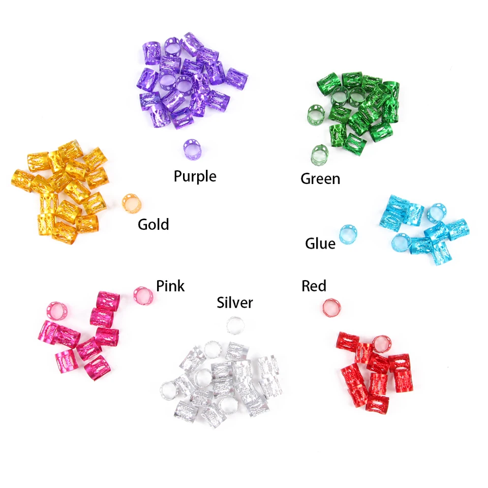 50 Piezas Anillos para Cabello Huecos Accesorios, Cuentas para Mujer Chicas DIY Metal Anillos para Trenzas Pinzas para Dreadlocks 3