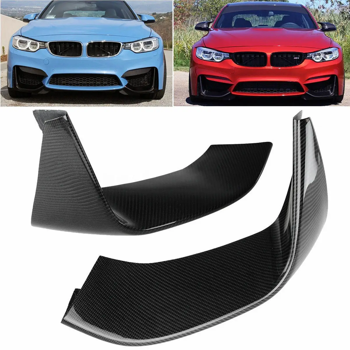 

For BMW F80 M3 F82 F83 M4 2014 2015 2016 2017 2018-2020 Front Bumper Side Spoiler Cover Intake Trim Carbon Fiber Splitter Lip