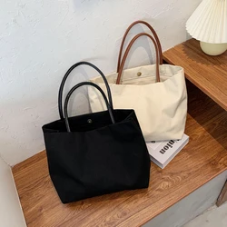 ISKYBOB Tote Bag in tela di grande capacità borsa per la spesa da donna borsa Casual a tracolla in tinta unita semplicità borsa per studenti 2023